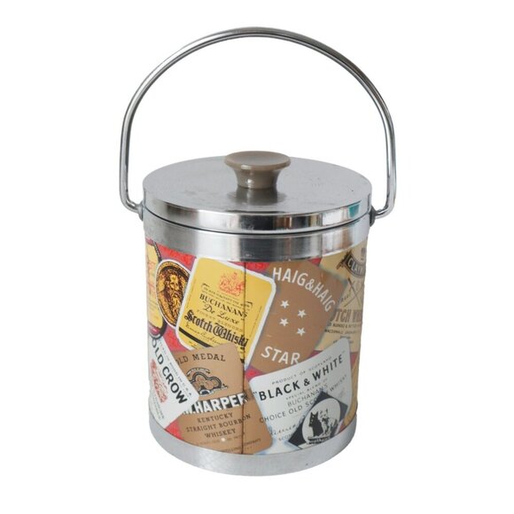 Vintage Whisky Scotch Bar Tavern Ice Bucket Advertising Chrome Retro Barware - Picture 3 of 8